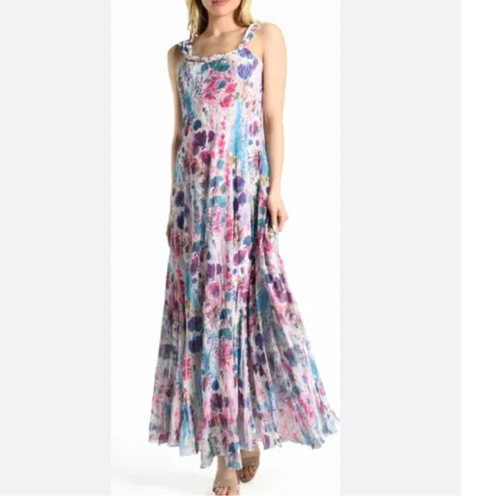 Floral Chiffon Charmeuse Gown
